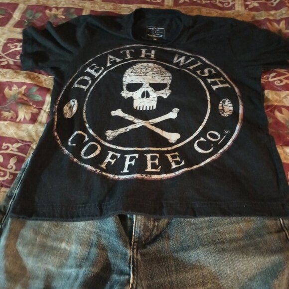 1. Death Wish Coffee Company ,Standard Cloth Jeans, and t-shirt. - Picture 4 of 9
